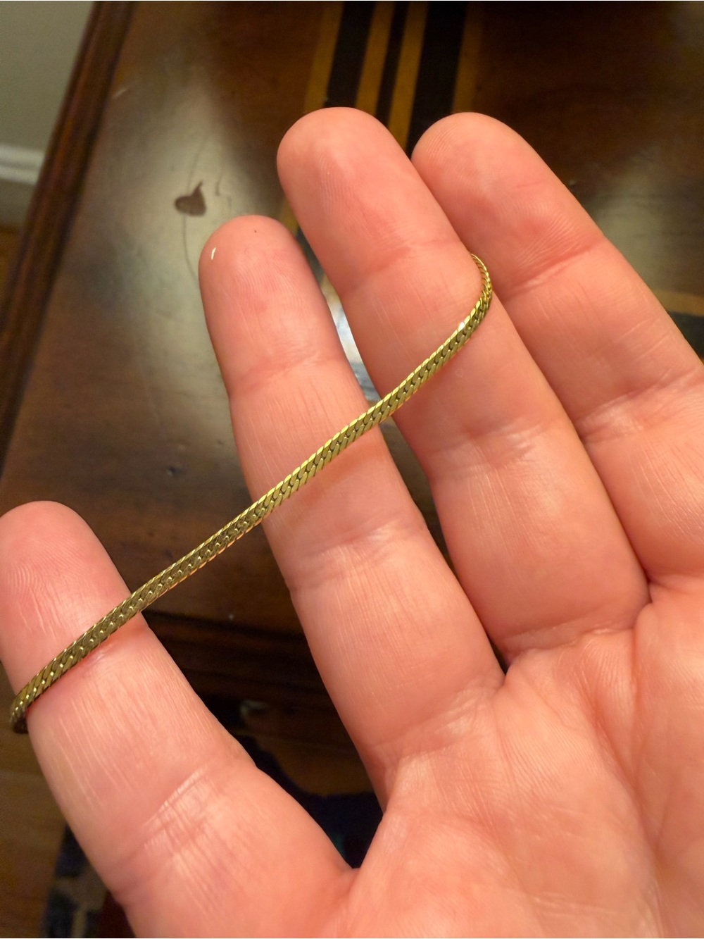 Gold-Tone Women's Herringbone Necklace - Elegant Everyday Chain